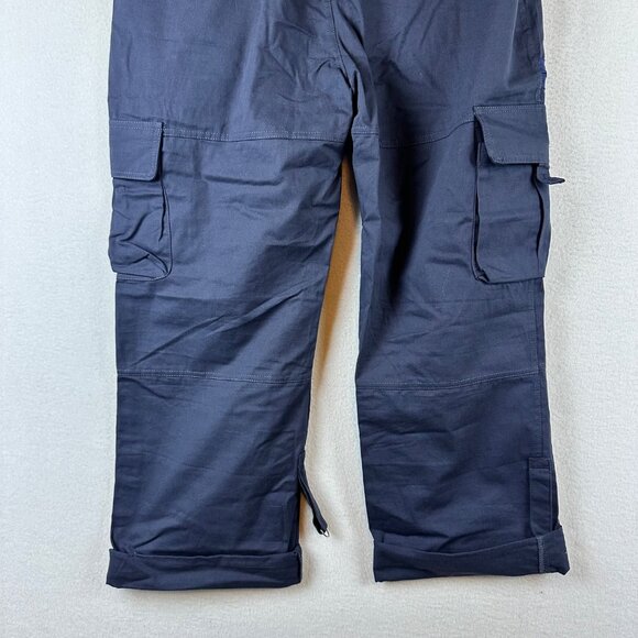 Navy Blue Utility Mens Cargo Pants W/ Zipper Pockets & Adjustable Ankles M - Picture 8 of 9
